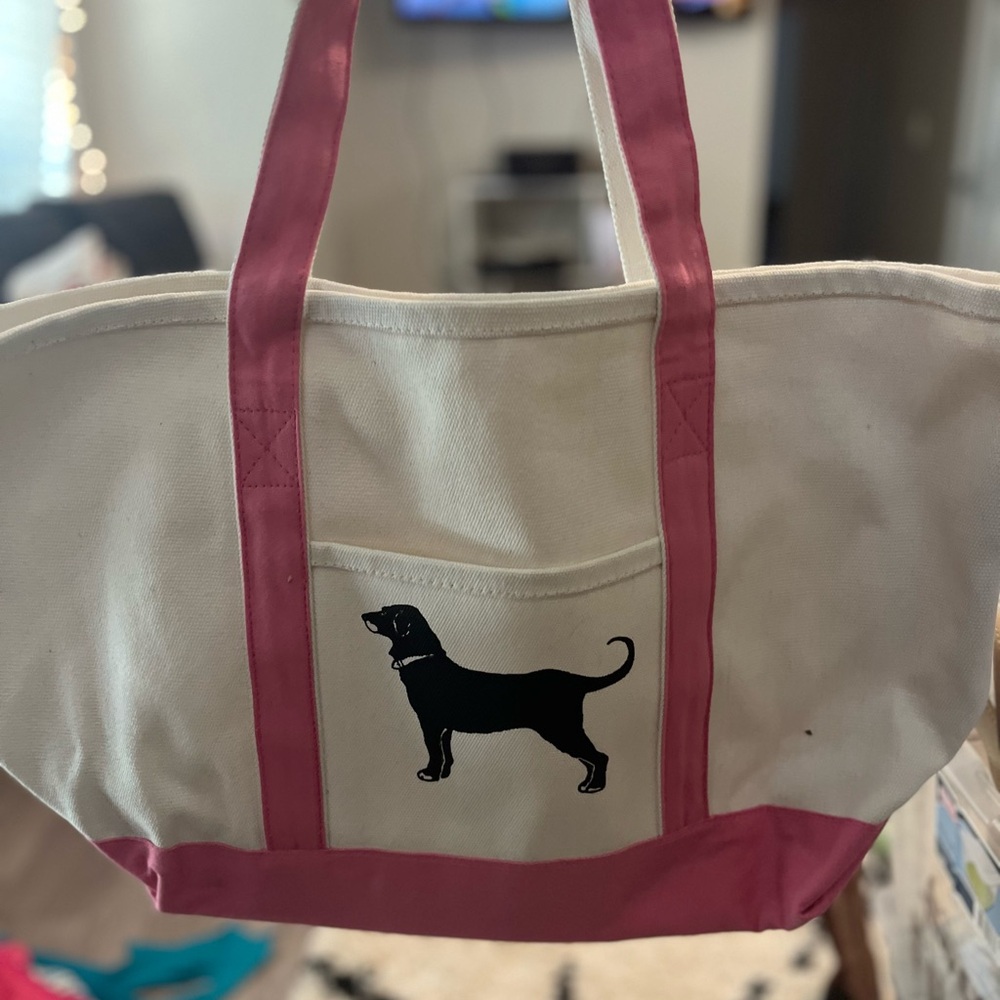 Stylish Pink and White Dog Tote Bag